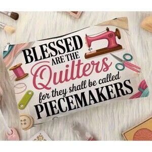 Blessed are the Quilters Called Piecemakers Cosmetic Bag Pouch Zipper Travel NEW
